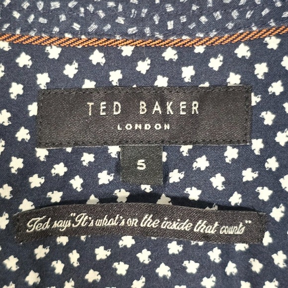 Ted‎ Baker Shirt Mens 5 Large Black Star Print Button Up Office Preppy Casual - Picture 7 of 13